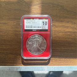 1989 $1 American Silver Eagle NGCX Mint State 10