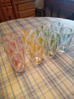 Hazel Atlas Mid-century Atomic Pastel Burst Drinking Glasses