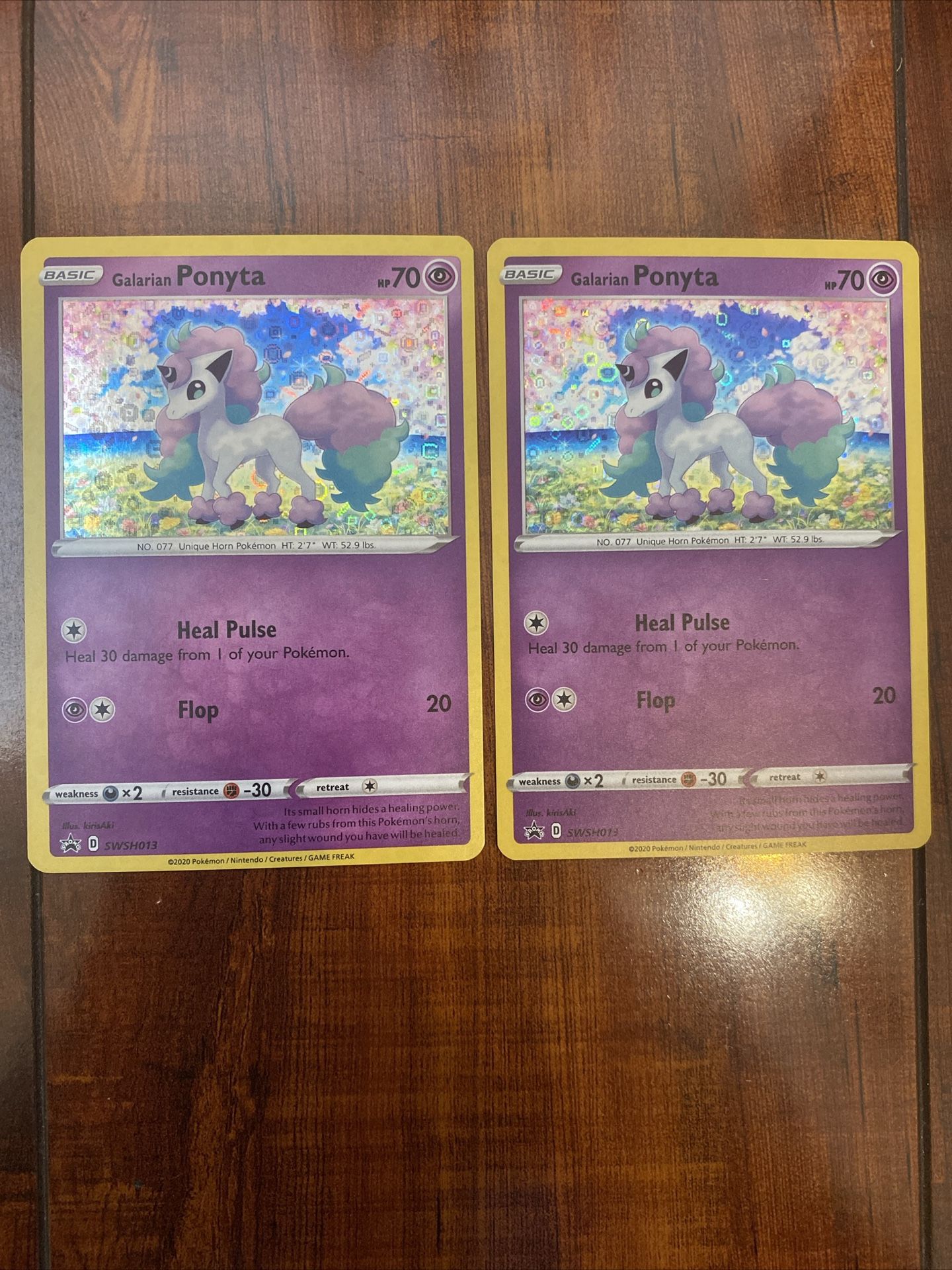 Pokemon Galarian Ponyta SWSH013 Black Star Promo Cosmos Holo Lot of 2 NM