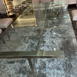 Rectangular Glass Restoration Hardware Table