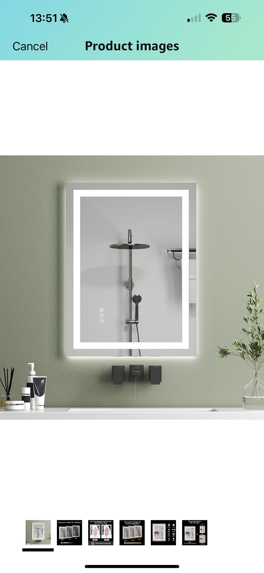 28" x 36" LED Bathroom Mirror - Dimmable Wall-Mounted Mirror with Front & Backlight, Anti-Fog, Shatter-Proof, Memory Function, 3 Color Temperatures, T