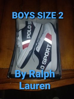 New Boys Size 2 Polo Ralph Lauren tennis shoes athletic "Belden" nib gift