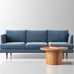 Blue Velvet Midcentury Modern Sofa / Couch