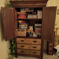Oak and Bamboo 2 Drawer Armoire 