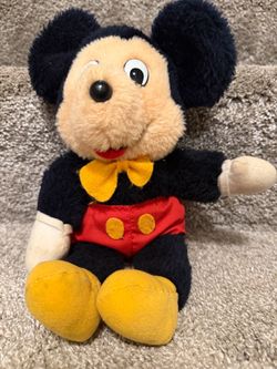 1970s Knickerbocker 12” Plush Disney Mickey Mouse Toy