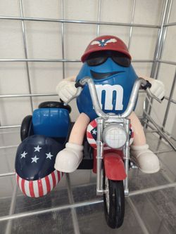 Vintage Blue M&M Motorcycle Bike Candy Dispenser USA BIKER