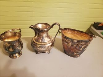 3 pieces of silver plate home decor
