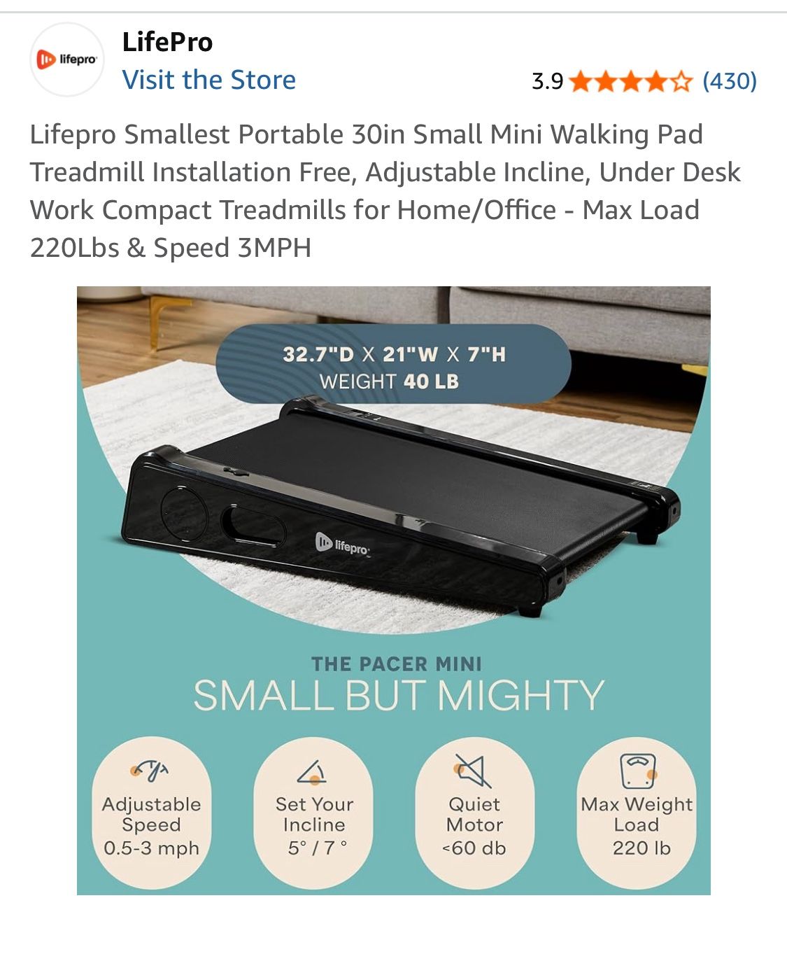Brand New Portable Treadmill Walking Pad