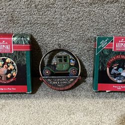 Hallmark lot if 3 Christmas Ornament Partridge Pear Tree Spain lot of 3 carved