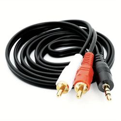 1.5 Meter 3.5mm Audio AUX to 2 RCA Male Stereo AV Adapter Cable for Headphone Speaker Amplifier - male to male - for phone cellphone Tv Pc  notebook t