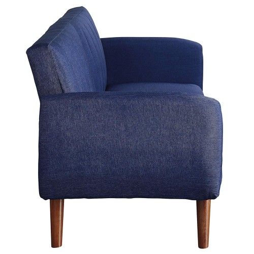 Linen Fabric Tufted Sofa Upholstery Adjustable Couch with Walnut Legs. Color: Blue, Green Or Gray
