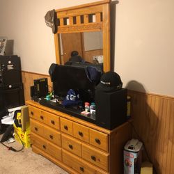 Dresser drawer and two nightstands