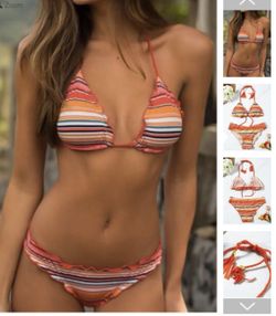 Striped String Bikini Size M