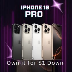 Apple IPhone 16 Pro 5G Unlocked New - Only $1 Today Pay The Rest Later! 