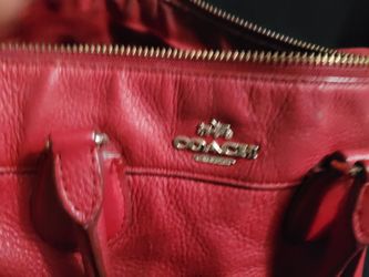 Coach Pebbled‎ Leather Satchel Handbag Red Gold Hardware