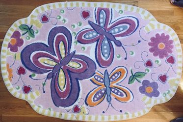 glitter butterfly rug 39”x58”