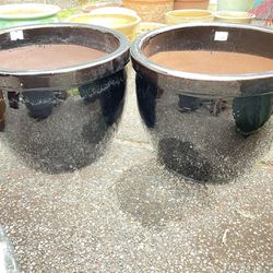 Set of 2 Ceramics Pots - Black