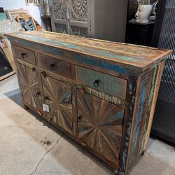 Rustic Starburst Wooden Buffet