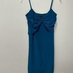 Women’s CLUB MONACO 100% Silk Aqua Blue Spaghetti Strap Dress… Size 0