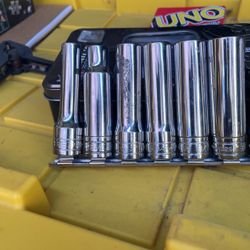 Socket set snap on 38 to 13/16 seven sockets and all