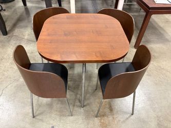 IKEA Vintage Fusion Dining Set by Sandra Kragnert with Warm Finish Curved Back Chairs