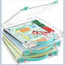 Vtopmart 3 Pack Board Game Storage with Handle and Snap-Tight Latch Lid, Craft Organizer Box Fit 12" x 12" Papers, Stackable Clear Storage Box for Art