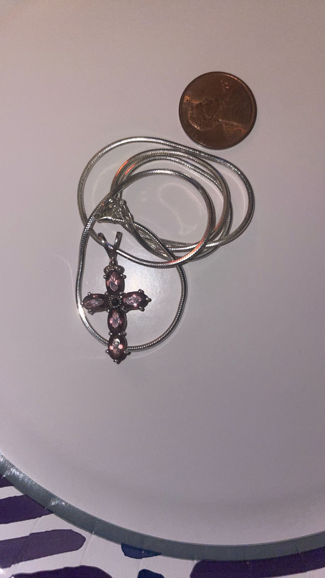 Silver And Amethyst Cross 