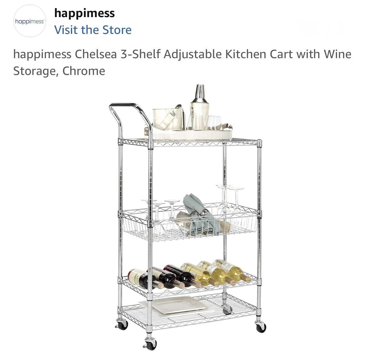 Happimess Adjustable Wire Bar Cart