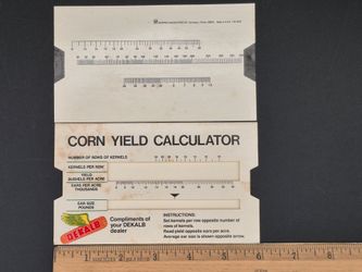 Vintage DeKalb AgResearch Cardboard Sliding Corn Yield Calculator