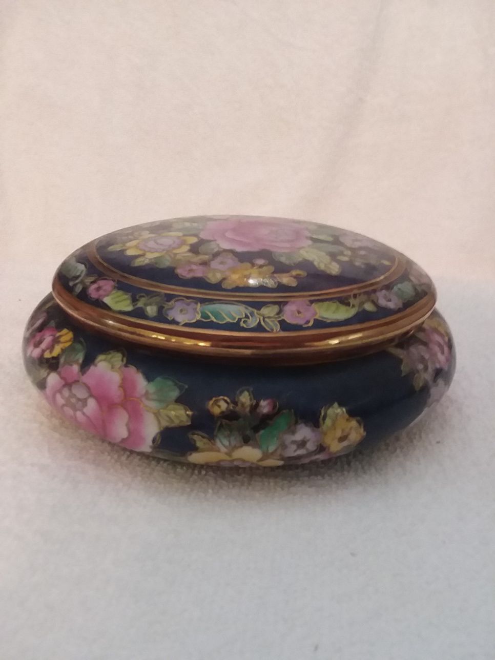 Vintage Andrea By Sadek Floral Trinket Box/Lid