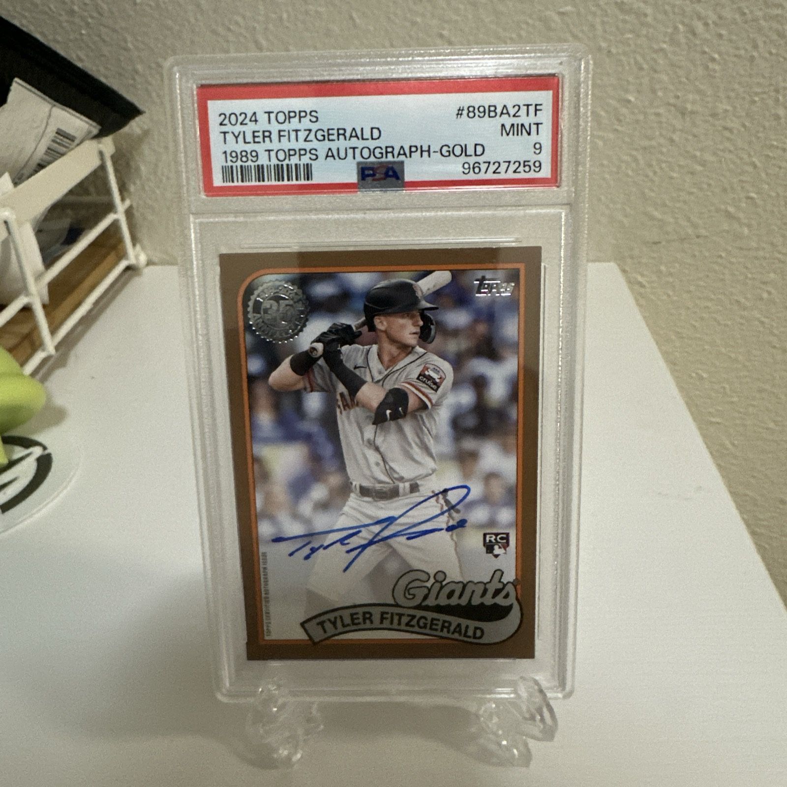 2024 Topps Tyler Fitzgerald Topps 1989 Auto Gold /50 Psa 9 Baseball Card