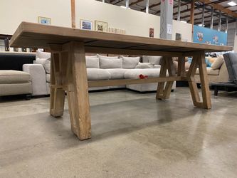 SARREID LTD Miner’s Camp Reclaimed Pine Trestle Base Dining Table