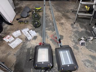 1 Ryobi Garage Door Opener Left, One Sold: Includes Tire Inflator and Power Cord Reel 