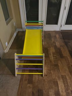 Kids Indoor Wooden Climbing Ladder with Slide
