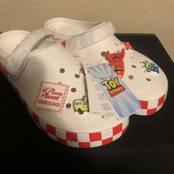 Toy Story Crocs Pizza Planet Off-Court Clog - White, Size 12