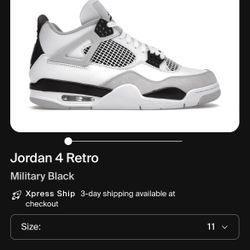 Jordan 4 Military Black 4 Sz11 