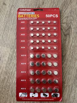 50 Pcs Alkaline Button Batteries 