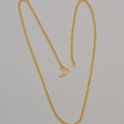 24K Yellow Gold Oval Link Chain 18" 2.8mm Pure Gold Necklace