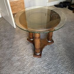 Round Glass Top End Table