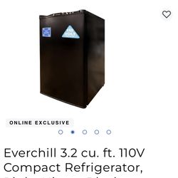 Everchill 3.2 cu. ft. 110V Compact Refrigerator, Right Hinge, Black