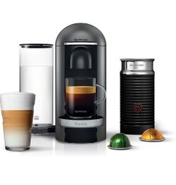 NEW Nespresso VertuoPlus Deluxe Coffee and Espresso Machine,14 oz, by Breville with Milk Frother, Titan

