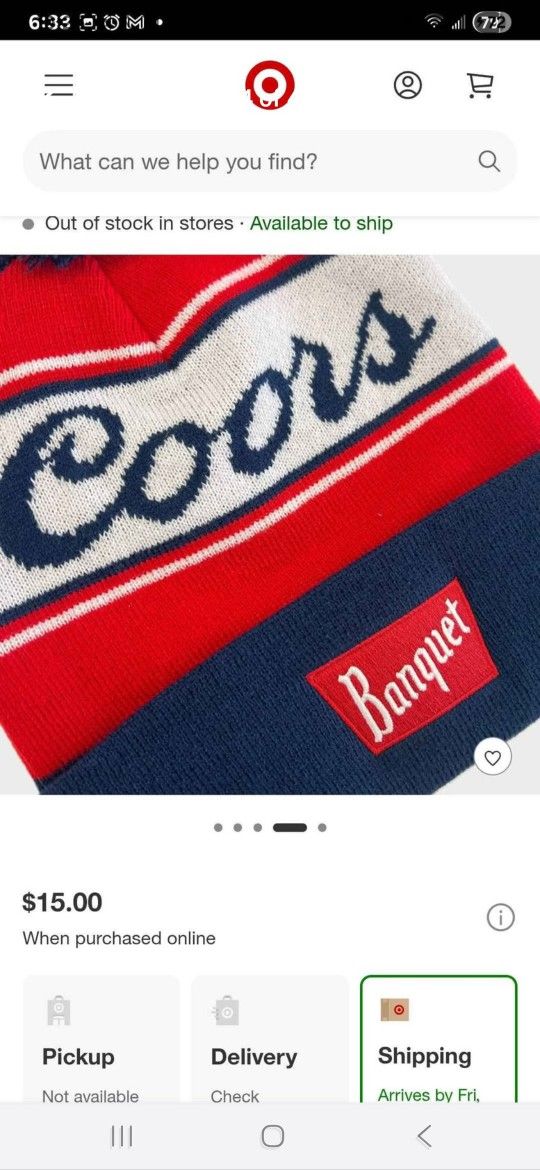 Coors men's beanie with pffed