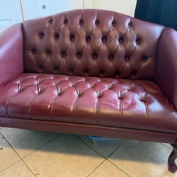 Leather Loveseat - Red