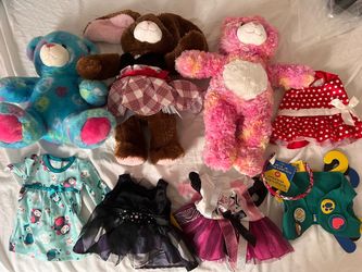 3 Build A Bear Stuff Animals with 6 outfits