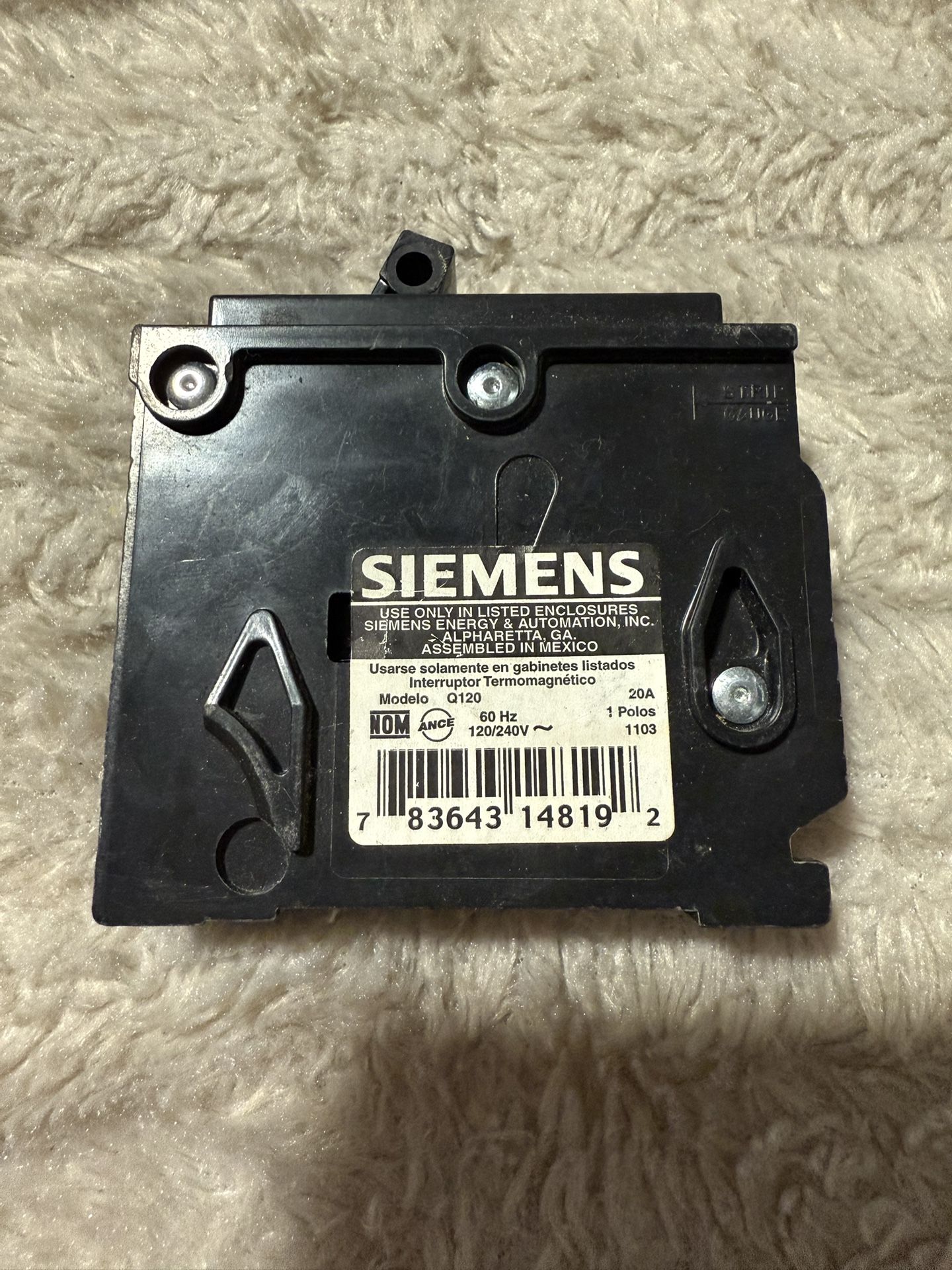 Siemens Q120 Single Pole 20A Circuit Breaker