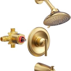 Gold Shower Tub Faucet Set: WOWOW Single Handle Bathroom Shower 