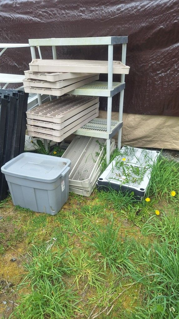 PLASTIC AND METAL SHELVES SHELF RACK $10 EACH