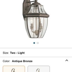 New In Box Sea Gull Lighting 8039-71 Antique Bronze Outdoor Wall Lantern Fixture 