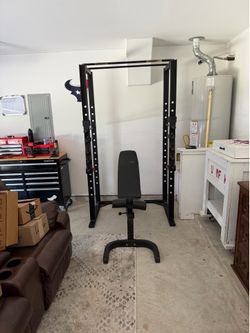 Squat rack with bench