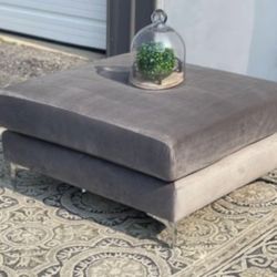 New Modern Grey Velvet Ottoman 